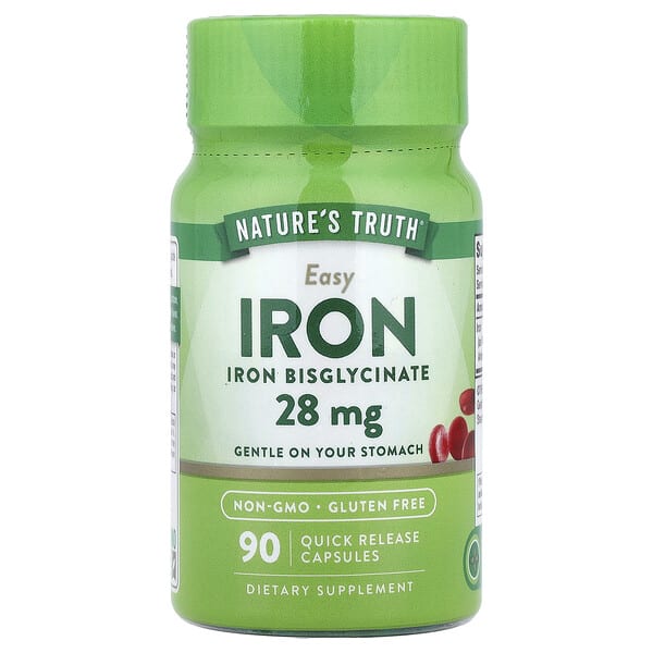 Nature's Truth, Easy Төмөр, 28 мг, 90 Quick Release капсул