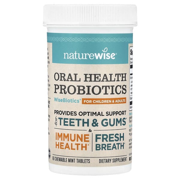 NatureWise, Oral Health Probiotics, For Children & Adults, Mint, 60 зажилдаг шахмал