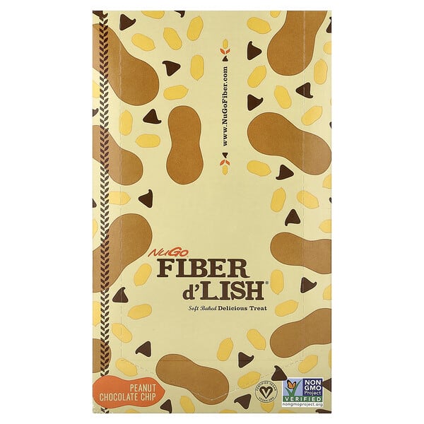 NuGo Nutrition, Fiber d'Lish®, Peanut Chocolate Chip, 16 Bars 1.6 oz (45 g) Each