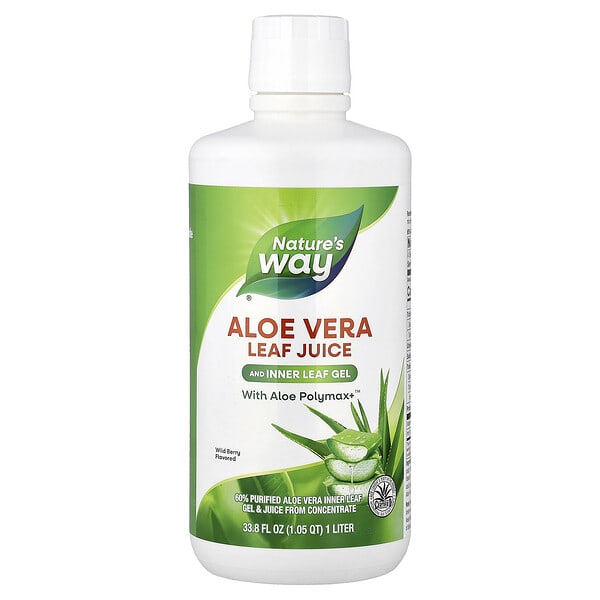 Nature's Way, Aloe Vera навч Juiceand Inner навч Gel, — Aloe Polymax+™, Wild жимс, 33.8 fl oz (1 Liter)
