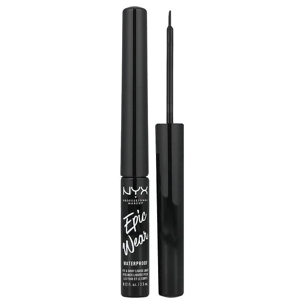 NYX Professional Makeup, Epic Wear, Waterproof Eye & Body Liquid Liner, 01 Black, 0.12 fl oz (3.5 ml)