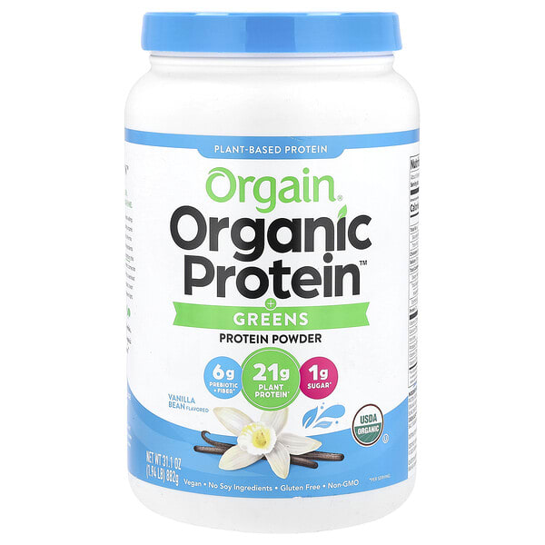 Orgain, Organic Protein™ + Greens Protein Powder, ургамлын гаралтай, Vanilla Bean, 1.94 lb (882 g)