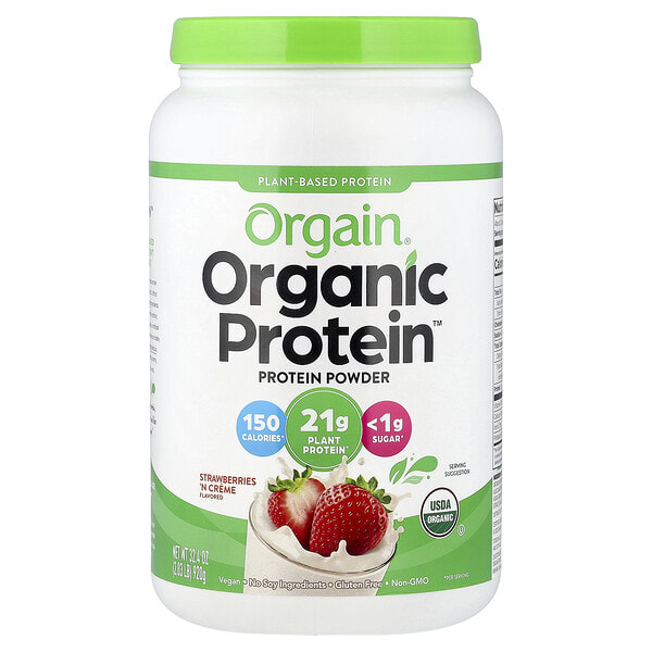 Orgain, Organic Protein™ Powder, ургамлын гаралтай, Strawberries 'N Cream, 2.03 lbs (920 g)