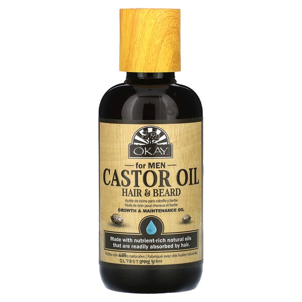 Okay Pure Naturals, For Эрэгтэйчүүдийн, касторын тос, Hair & Beard, 4 oz (118 ml)
