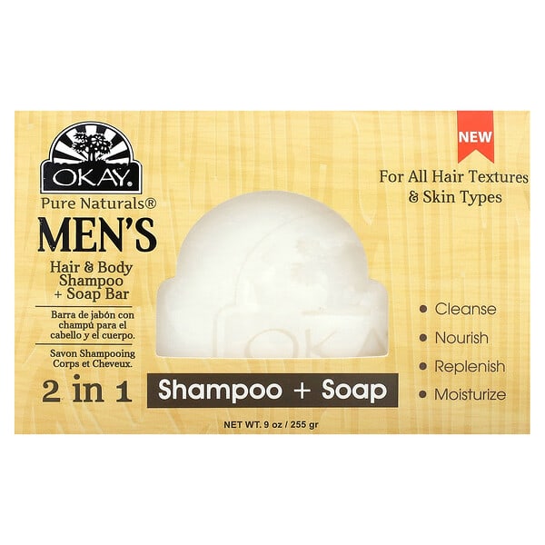 Okay Pure Naturals, Men's Hair & Body Shampoo + Soap Bar, Fresh, 1 Bar, 9 oz (255 g)