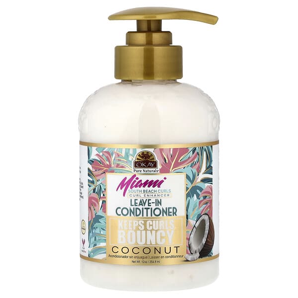 Okay Pure Naturals, Miami South Beach Curls, Leave in Conditioner, Coconut, 12 oz (354.8 ml)