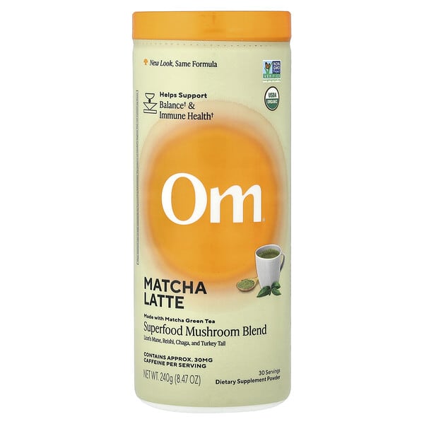 Om Mushrooms, Superfood Mushroom Blend, Matcha Latte, 8.47 oz (240 g)