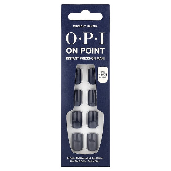 OPI, On Point, Instant Press-On Mani, Short Length, Midnight Mantra, 27 Piece Kit