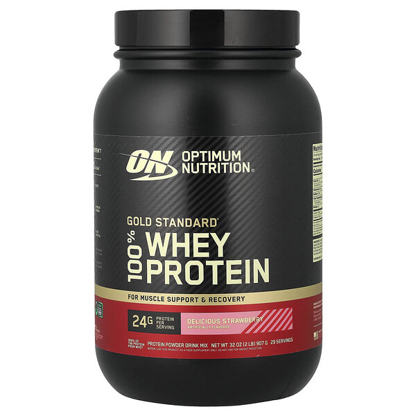 Optimum Nutrition, Gold Standard® 100% Whey Protein, Delicious Strawberry, 2 lb (907 g)