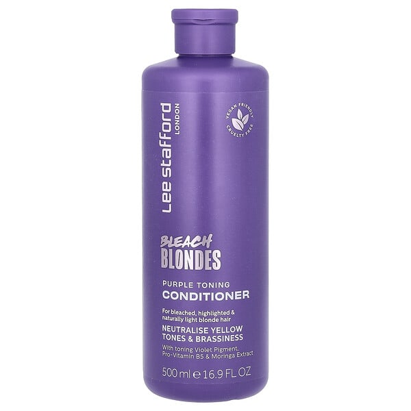 Lee Stafford, Bleach Blondes, Purple Toning Conditioner, For Bleached, Highlighted & Naturally Light Blonde Hair, 16.9 fl oz (500 ml) (Discontinued Item)