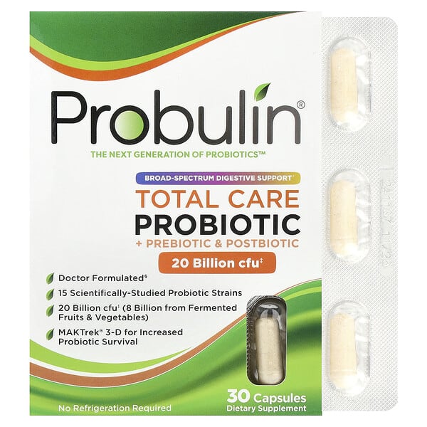 Probulin, Total Care Probiotic, 20 тэрбум CFU, 30 капсул