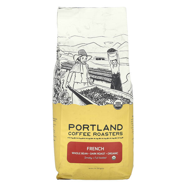 Portland Coffee Roasters, Organic Coffee, бүтэн Bean, Dark Roast, French, 2 lbs (907 g)