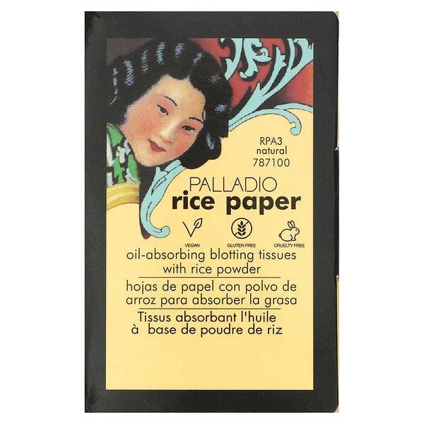 Palladio, Rice Paper, Oil-Absorbing Blotting Tissues, Natural RPA3, 40 Tissues (Discontinued Item)