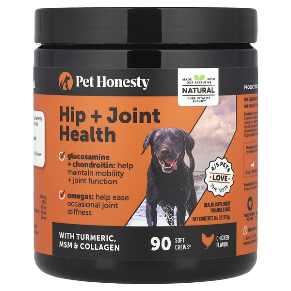 Pet Honesty, Hip + Joint Health, For Adult Dogs, Chicken, 90 Soft Chews, 9.5 oz (270 g)