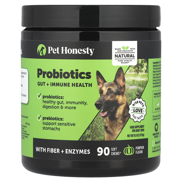Pet Honesty, Пробиотик, For Adult Dogs, Pumpkin, 90 Soft Chews, 9.5 oz (270 g)