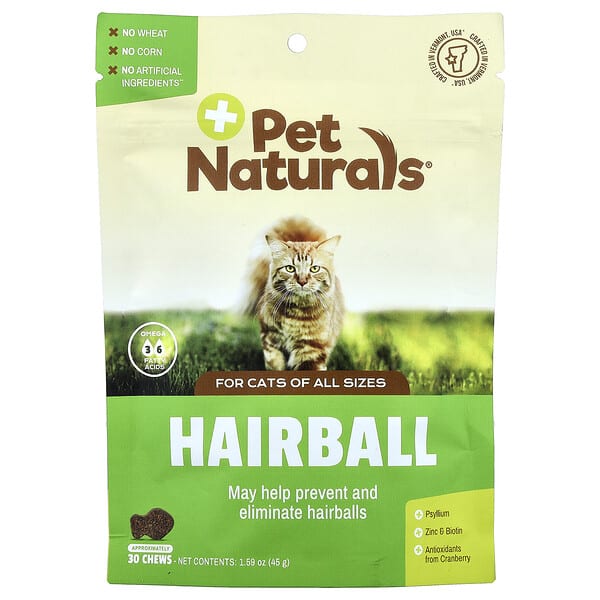 Pet Naturals, Hairball, For Cats, All Sizes, 30 Chews, 1.59 oz (45 g)