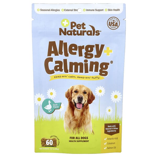 Pet Naturals, Allergy + Calming®, For All Dogs, Duck, 60 Bite-Sized Soft Chews, 3.17 oz (90 g)