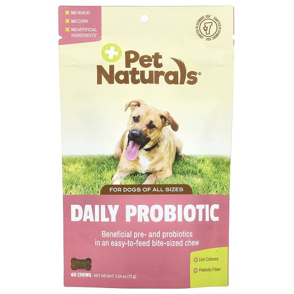 Pet Naturals, Daily Пробиотик, For Dogs, All Sizes, 60 Chews, 2.54 oz (72 g)