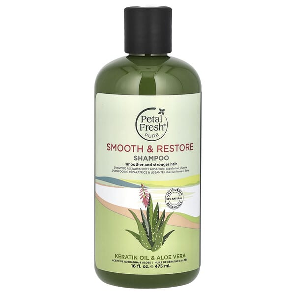 Petal Fresh, цэвэр, Smooth & Restore Shampoo, Keratin Oil & Aloe Vera, 16 fl oz (475 ml)