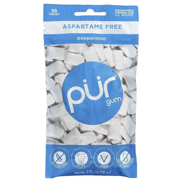 The PUR Company, Chewing Gum, Peppermint, 55 ширхэг, 2.72 oz (77 g)