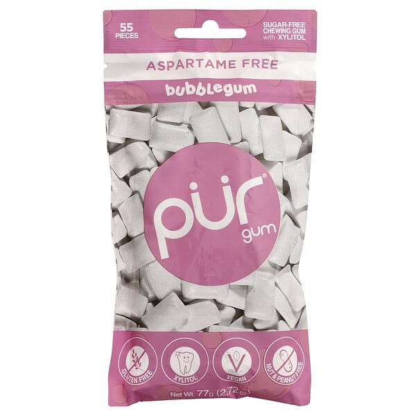 The PUR Company, Sugar Free Chewing Gum, Bubblegum, 55 ширхэг, 2.72 oz (77 g)