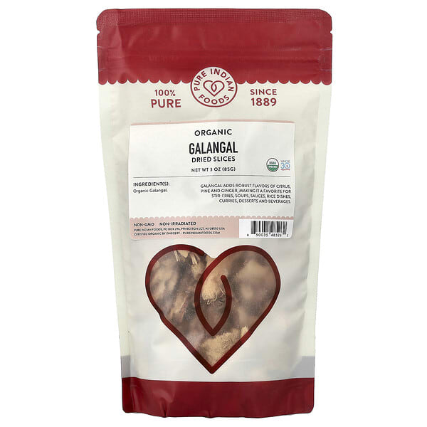 Pure Indian Foods, Organic Galangal Dried Slices, 3 oz (85 g)