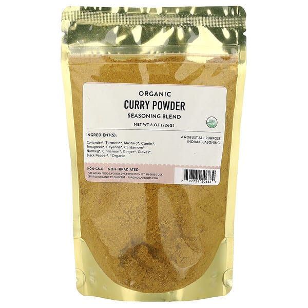 Pure Indian Foods, органик Curry нунтаг, Seasoning Blend, 8 oz (226 g)