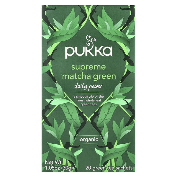 Pukka Herbs, органик ногоон цай, Supreme Matcha Green, 20 Sachets, 1.05 oz (30 g)