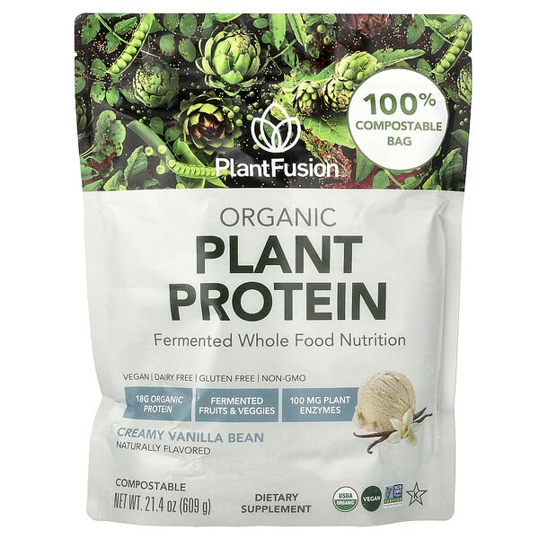 PlantFusion, органик Plant уураг, Creamy Vanilla Bean, 21.4 oz (609 g)