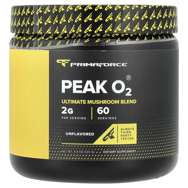 Primaforce, Peak O2®, Ultimate Mushroom Blend, амтгүй, 4.3 oz (120 g)