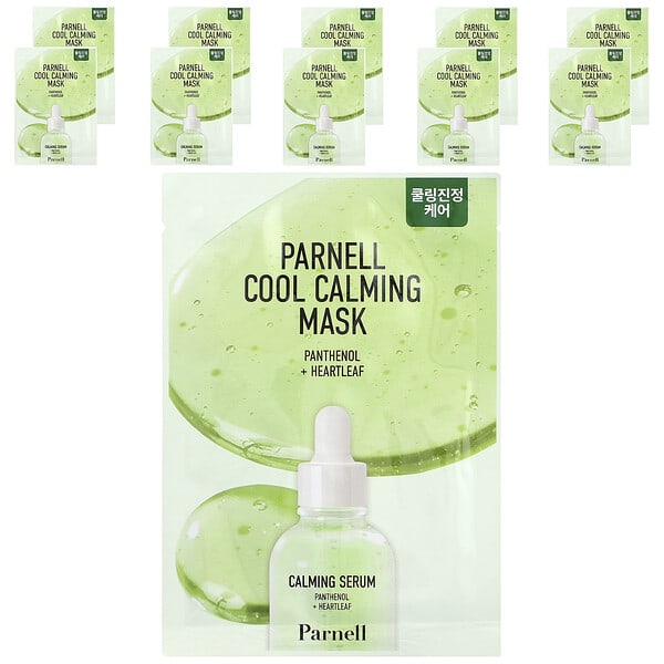Parnell, Panthenol Heartleaf Cool Calming Beauty Mask, 10 Sheets, 0.7 oz (20 g) тус бүр