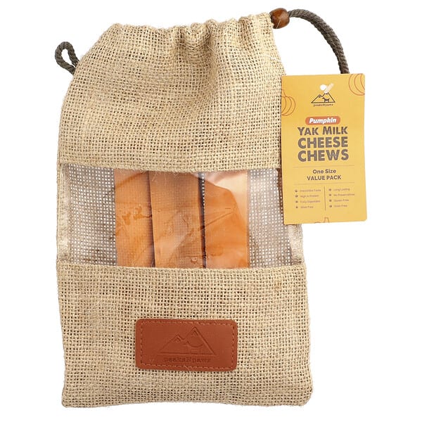 peaksNpaws, Yak Milk Cheese Chews, For Dogs, Pumpkin, 3 Chews, 10.5 унц