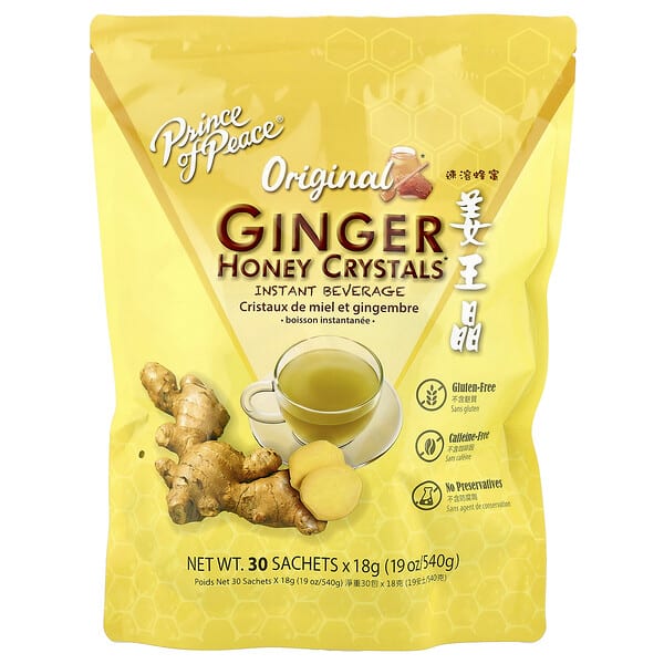 Prince of Peace, Ginger Honey Crystals, Caffeine Free, 30 Sachets. 19 oz (540 g)