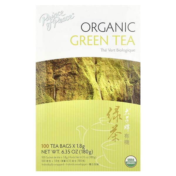Prince of Peace, органик ногоон цай, 100 Tea Bags, 6.35 oz (180 g)