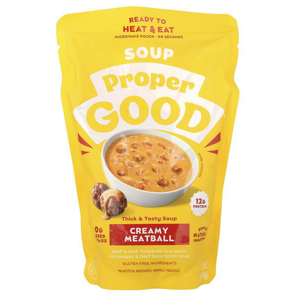 Proper Good, Ready To Heat & Eat, Creamy Meatball Soup, 12 oz (340 g) (Discontinued Item)