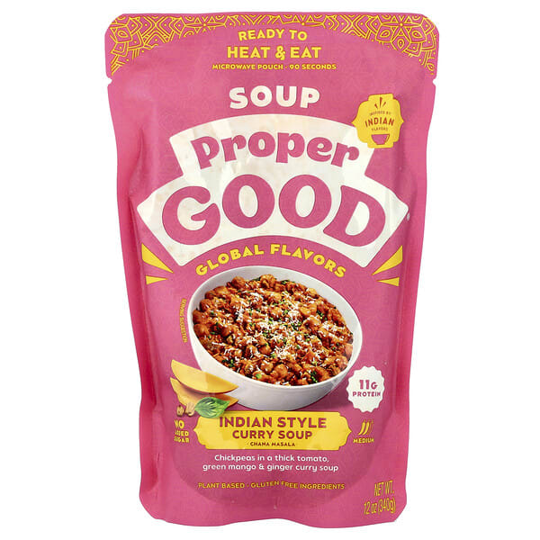 Proper Good, Ready To Heat & Eat, Indian Style Curry Soup, Chana Masala, Medium, 12 oz (340 g) (Discontinued Item)