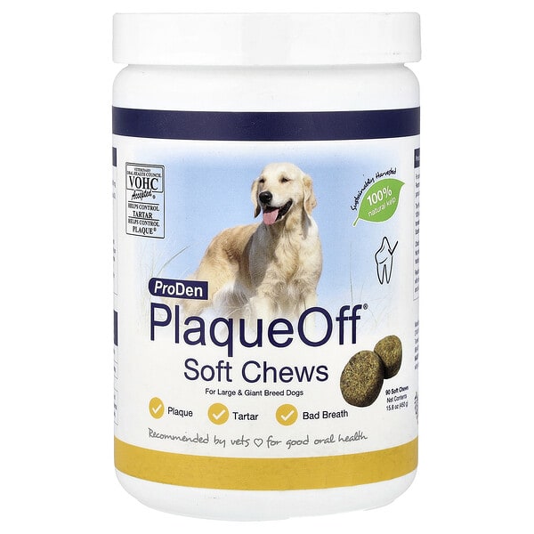 ProDen, PlaqueOff® Soft Chews, For Large & Giant Breed Dogs, 90 Soft Chews, 15.8 oz (450 g)