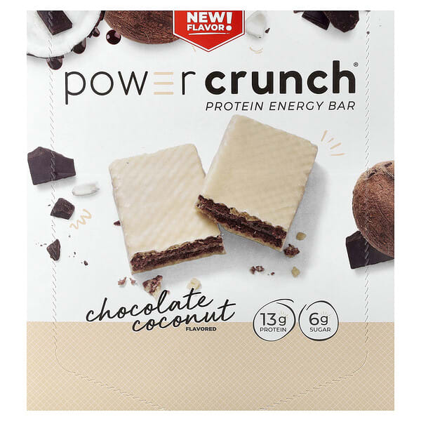 BNRG, Power Crunch®, Protein Energy Bar, Chocolate Coconut, 12 Bars, 1.4 oz (40 g) тус бүр (Discontinued Item)