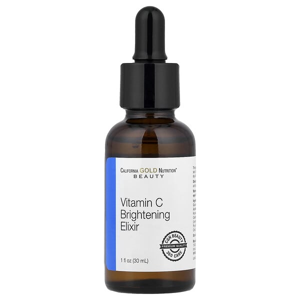 California Gold Nutrition, Витамин C Brightening Elixir, Enhanced Brightening Dry Oil сыворотка, 1 fl oz (30 ml)