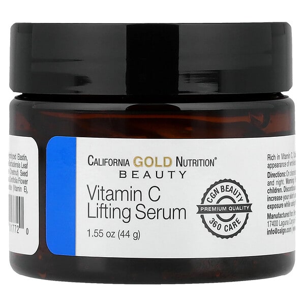 California Gold Nutrition, Витамин C Lifting сыворотка, Enhanced Brightening Gel сыворотка, 1.55 oz (44 g)