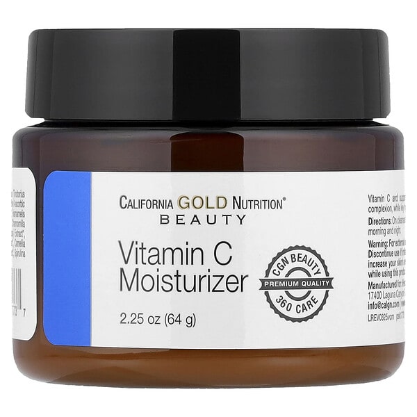 California Gold Nutrition, Витамин C Moisturizer, Enhanced Brightening Lightweight Cream, 2.25 oz (64 g)