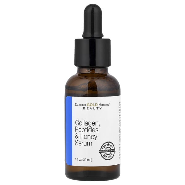 California Gold Nutrition, Коллаген, Peptides, ба Honey сыворотка, 1 fl oz (30 ml)