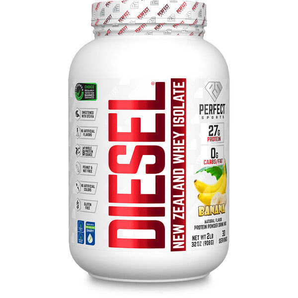 PERFECT Sports, Diesel, New Zealand Whey Isolate, Banana, 2 lb (908 g)