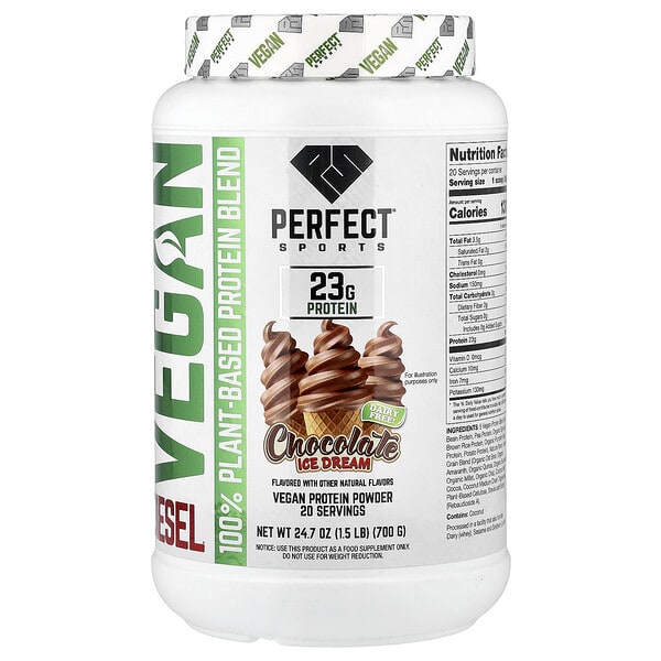 PERFECT Sports, Vegan Diesel, 100% ургамлын гаралтай Уураг холимог, Chocolate Ice Dream, 1.5 lb (700 g)