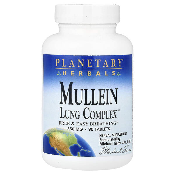 Planetary Herbals, Mullein, Lung Complex™, 90 шахмал