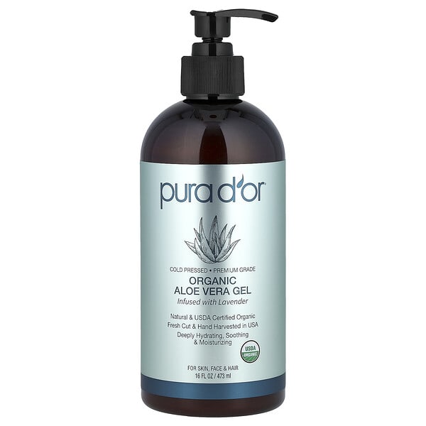 Pura D'or, Organic Aloe Vera Gel, Infused With Lavender, 16 fl oz (473 ml)