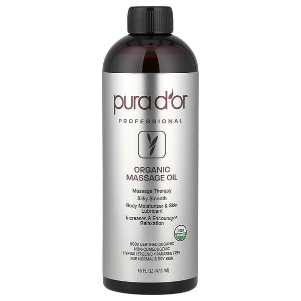 Pura D'or, Professional, Organic Massage Oil, 16 унц, (473 ml)
