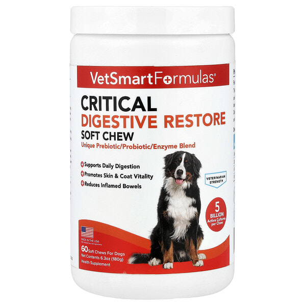 VetSmart Formulas, Critical Digestive Restore Soft Chew, For Dogs, 60 Soft Chews, 6.3 oz (180 g)