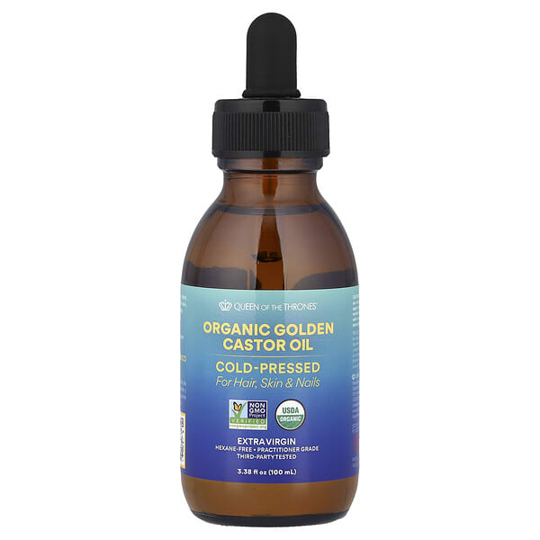 Queen of the Thrones, Organic Golden Castor Oil, Cold-Pressed, 3.38 fl oz (100 ml)