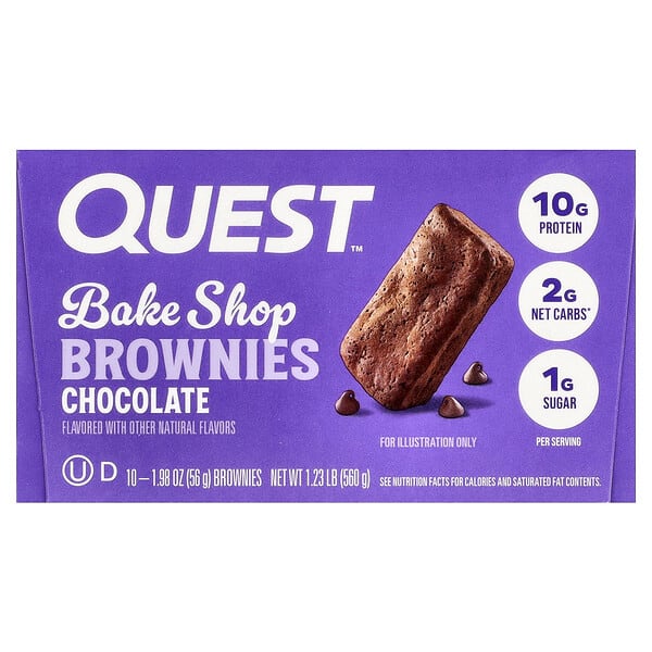 Quest Nutrition, Bake Shop Brownies, Chocolate, 10 Brownies, 1.98 oz (56 g) Each